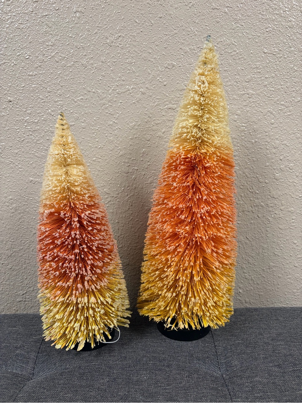 Set of 2 Orange & Cream Bottle Brush Trees